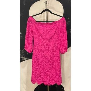 Trina Turk SZ0 HotPink Lace Off-The-Shoulder Dress
